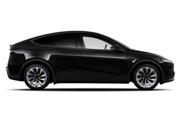Tesla Model Y noire vue de profil, véhicule de la catégorie berline